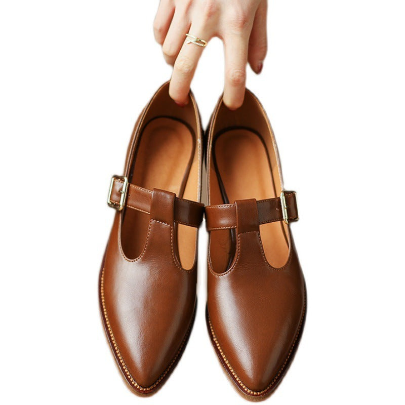 Chunky Heel New Soft Leather British Leather Shoes GlamzKart