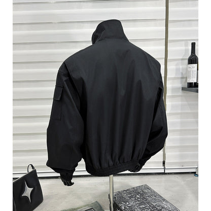 Men's Stand Collar Flight Jacket Short Coat Men's Clothing Tooling Zip-up Shirt GlamzKart