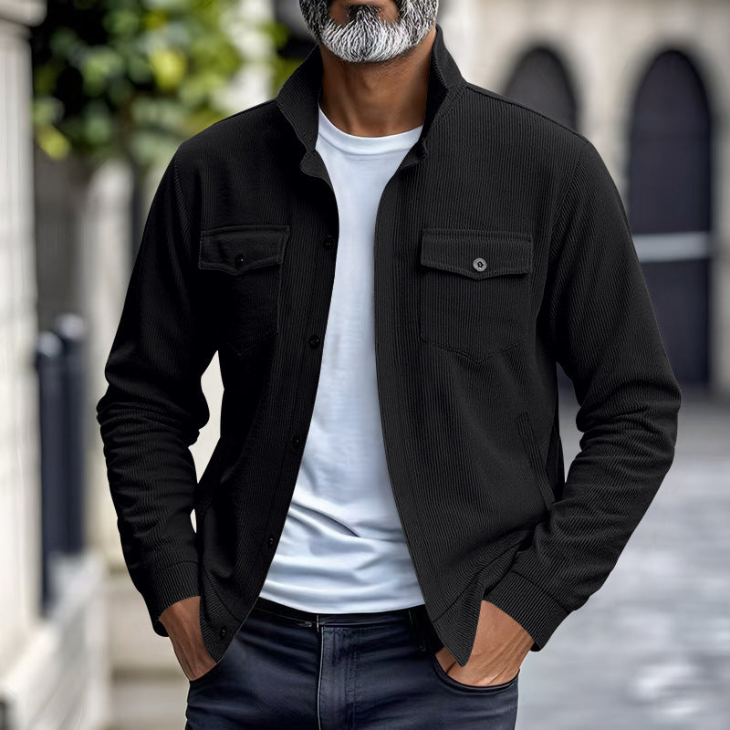 Simple Versatile Multi-pocket Long Sleeve Stand-up Collar Jacket Men's Clothing GlamzKart