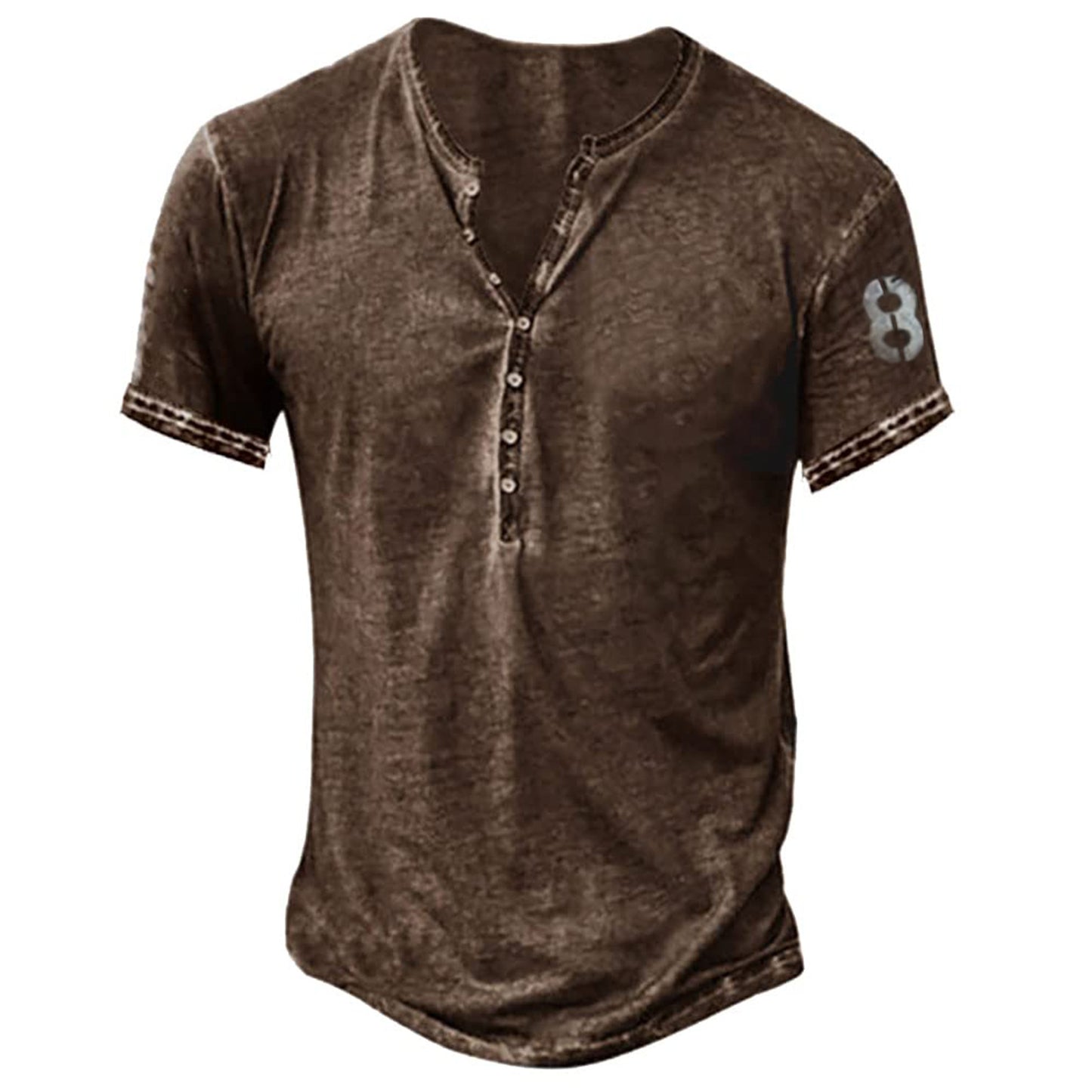 Casual Distressed Youth Short Sleeve Bottoming T-shirt Dark Brown GlamzKart