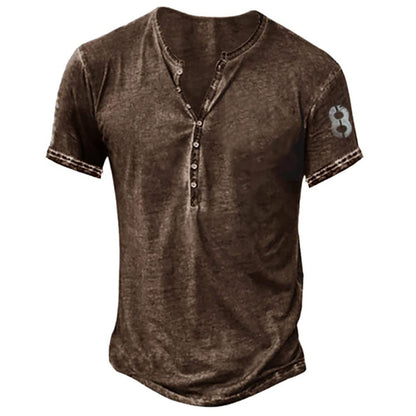 Casual Distressed Youth Short Sleeve Bottoming T-shirt Dark Brown GlamzKart