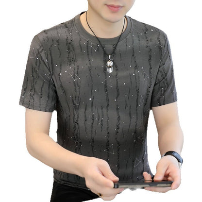 Ice Silk Short Sleeve T-shirt Casual Round Neck Top GlamzKart