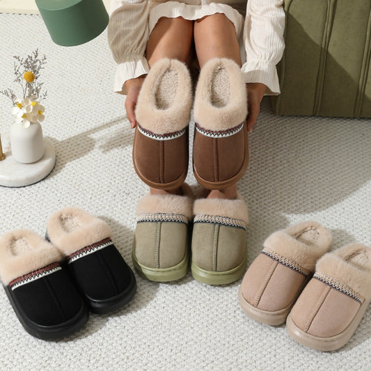 Fluffy Slippers Autumn And Winter Thick Bottom Outdoor GlamzKart