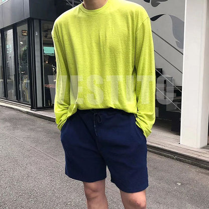 Men's Solid Color Loose Long Sleeves T-shirt GlamzKart