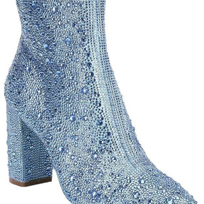 Rhinestone Pointed Toe Fashion Ankle Boots GlamzKart