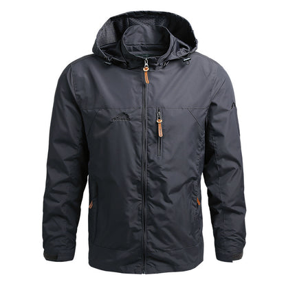 Mountaineering Shell Jacket Windcheater Outdoor Sports Jacket Men's Clothing Gray GlamzKart