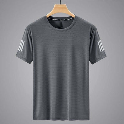 Summer Solid Color Round Neck Top Clothing Speed Sporty Simplicity Ice T-shirt Men GlamzKart