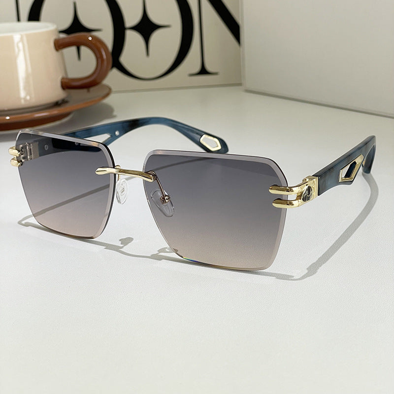 Street Shooting Ins Trendy Trimming Sunglasses Gray Orange Slices Blue Legs GlamzKart
