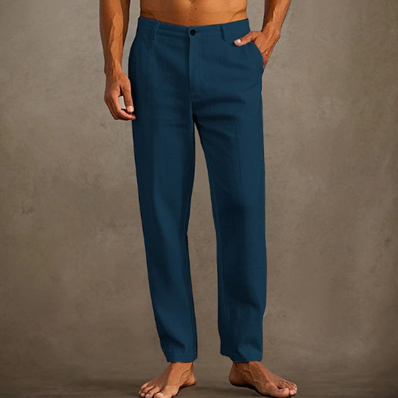 Men's Linen Beach Diagonal Pocket Cool Comfortable Breathable Skinny Pants GlamzKart