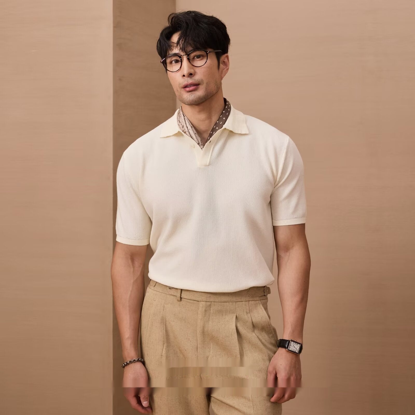 Men's Loose And Simple Solid Color Business Sweater White GlamzKart