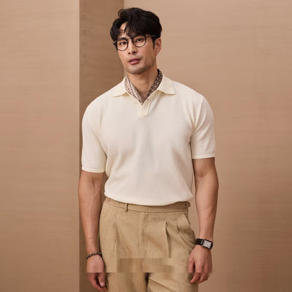 Men's Loose And Simple Solid Color Business Sweater White GlamzKart