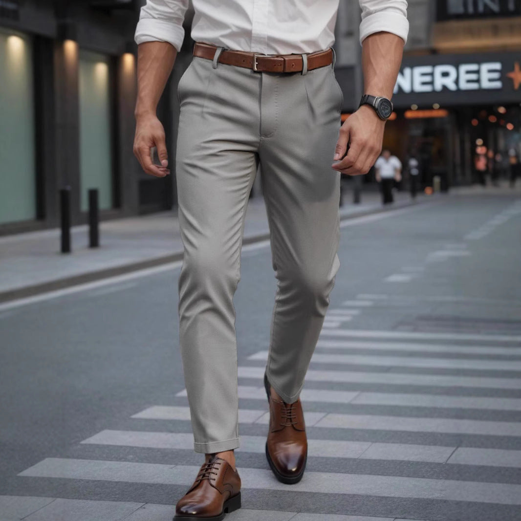 Men's Business Trousers Men's Straight Casual Pants GlamzKart