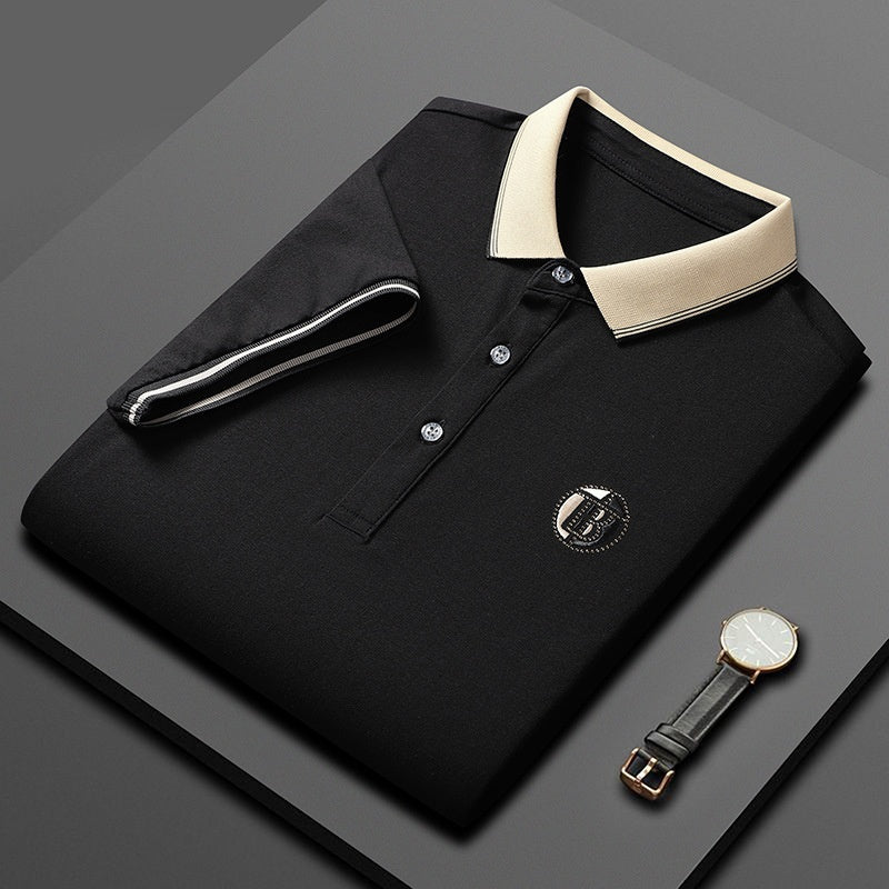 Short Sleeve Men's Lapels Fashion Brand Clothes 2359 Reactive Black GlamzKart
