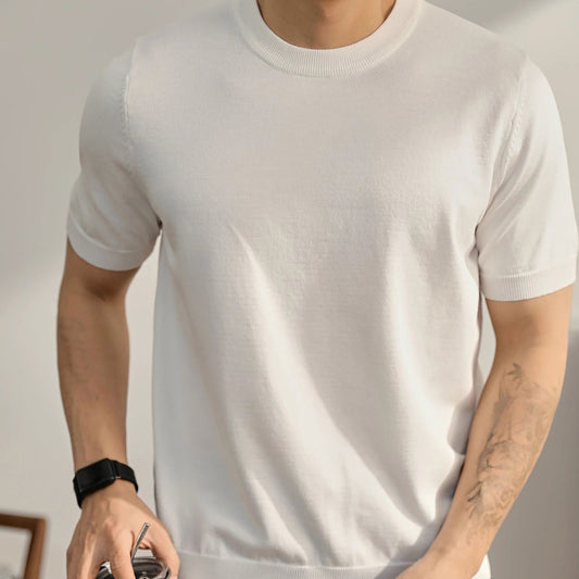 Plus Size Short-sleeved Sweater Men's Lightly Mature Casual GlamzKart