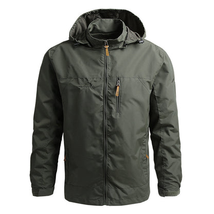 Mountaineering Shell Jacket Windcheater Outdoor Sports Jacket Men's Clothing Army Green GlamzKart