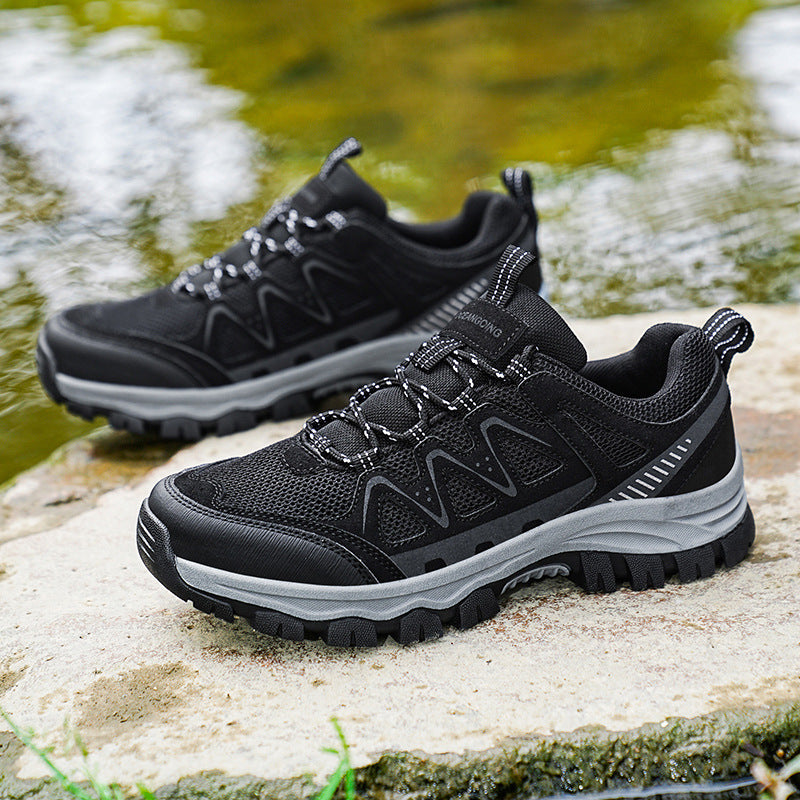 Camping Sports Running Wear-resistant Hiking Shoes Black GlamzKart