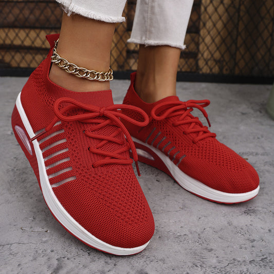 Spring And Autumn New Lace-up Slip-on Wedge Flying Woven Sports Shoes Women GlamzKart