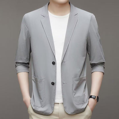 Ice Silk Men's Lightweight Casual Stretch Suit Gray GlamzKart