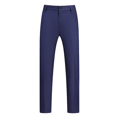 New Boys Straight Solid Color Business Wear Draping Effect Casual Suit Pants Navy Blue GlamzKart