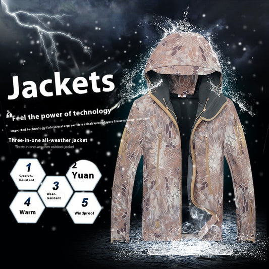 Autumn And Winter Men's Outdoor Camouflage Clothing Soft Shell Jacket GlamzKart