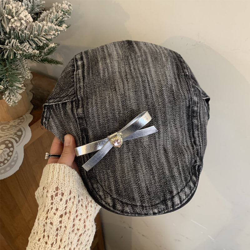 Original Diy Bow Advance Hats Female Summer Black M GlamzKart