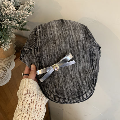 Original Diy Bow Advance Hats Female Summer Black M GlamzKart
