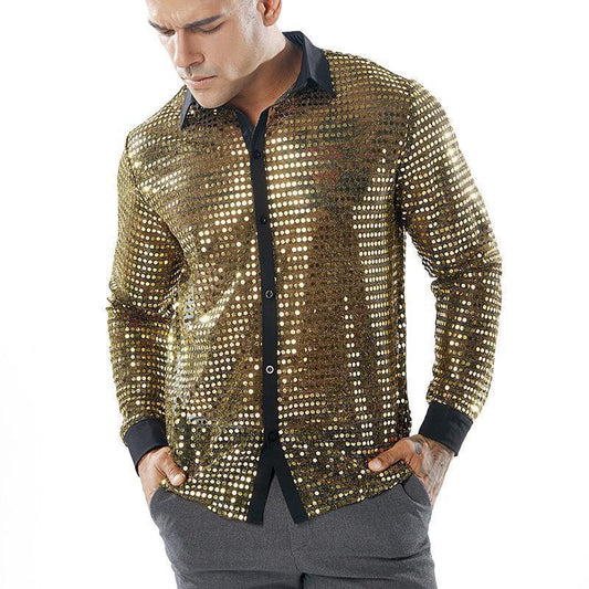 Men's Scales Shirt Long Sleeve Collar GlamzKart