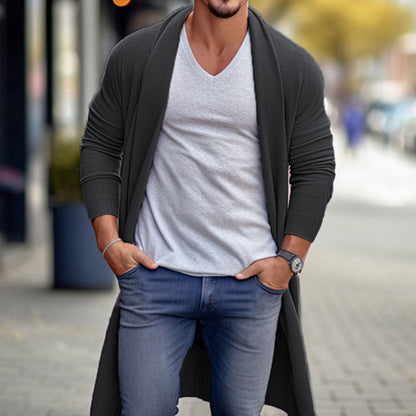 Fashion Personality Men's Loose Long Woolen Coat Black Gray GlamzKart