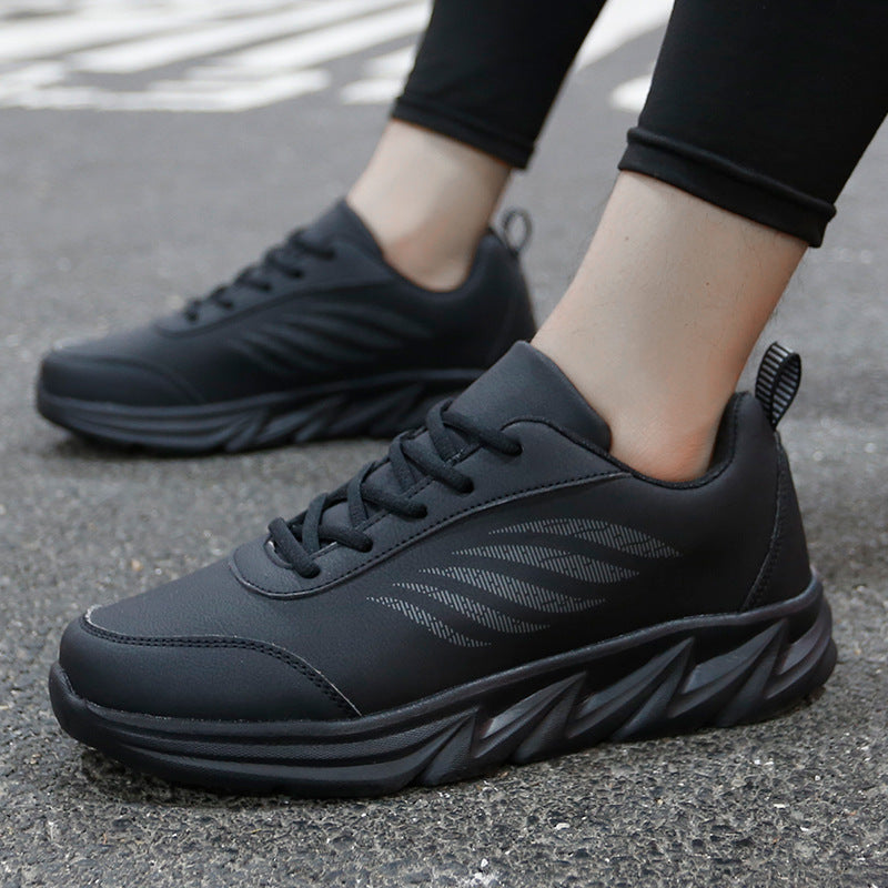 Men's Soft Bottom Light Casual Shoes Teenagers Autumn And Winter Leather Running Shoes GlamzKart