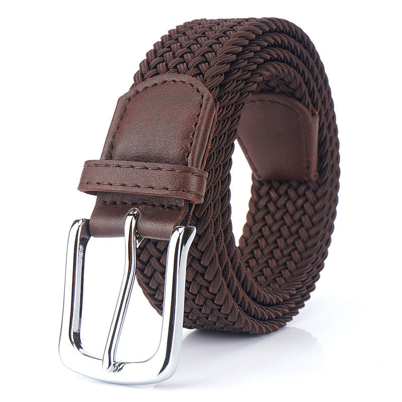 Silk Elastic Woven Elastic Men's Women's Belt Canvas Belt Brown GlamzKart