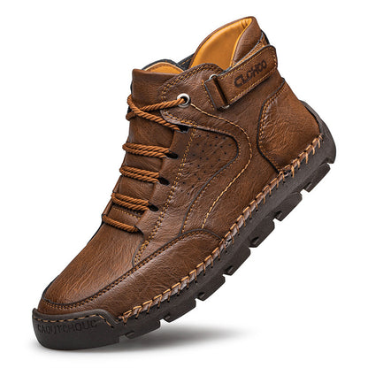 Martin Boots Stitching Men's Casual Shoes Dark Brown GlamzKart