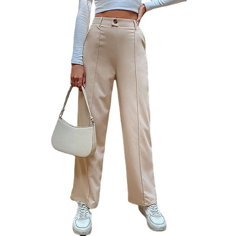 Women's Casual Slacks Splicing Straight-leg Pants GlamzKart