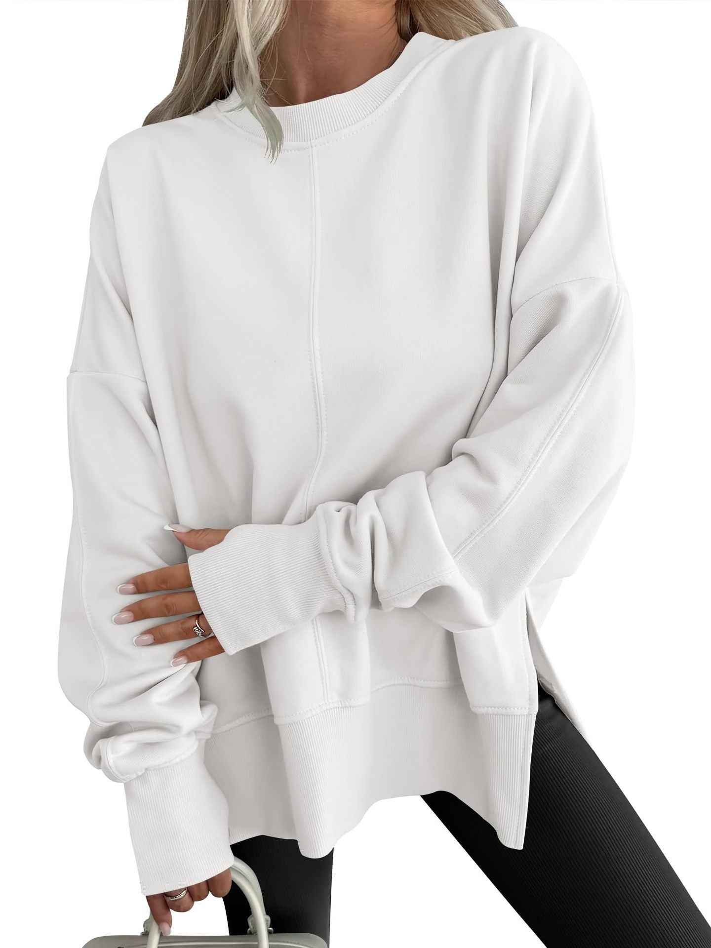 Fashion Casual Round Neck Pullover Loose Sports Long-sleeved Sweater