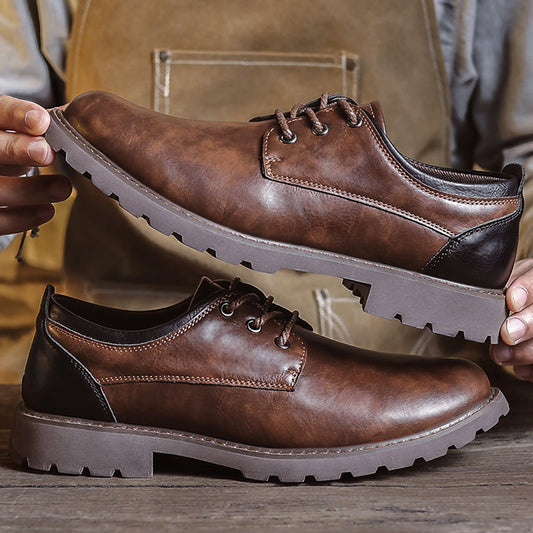 British Style Retro Casual Leather Shoes Men's Casual GlamzKart