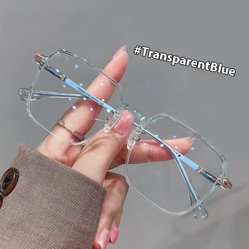 New Fashion Personality Color Changing Glasses Women Translucent Blue Plain Glasses PC Sheet GlamzKart