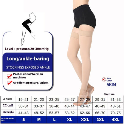 Long Tube Over The Knee Sports Compression Leg Warmer Stretch Socks Skin Color GlamzKart