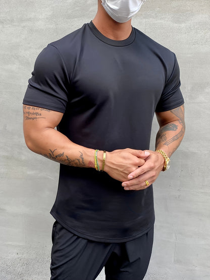 Men's Simple All-match Pure Cotton Solid Color Short Sleeve Black GlamzKart