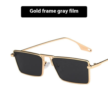 Women's Fashion Metal Frame Sunglasses Small Frame Gold Frame Gray GlamzKart
