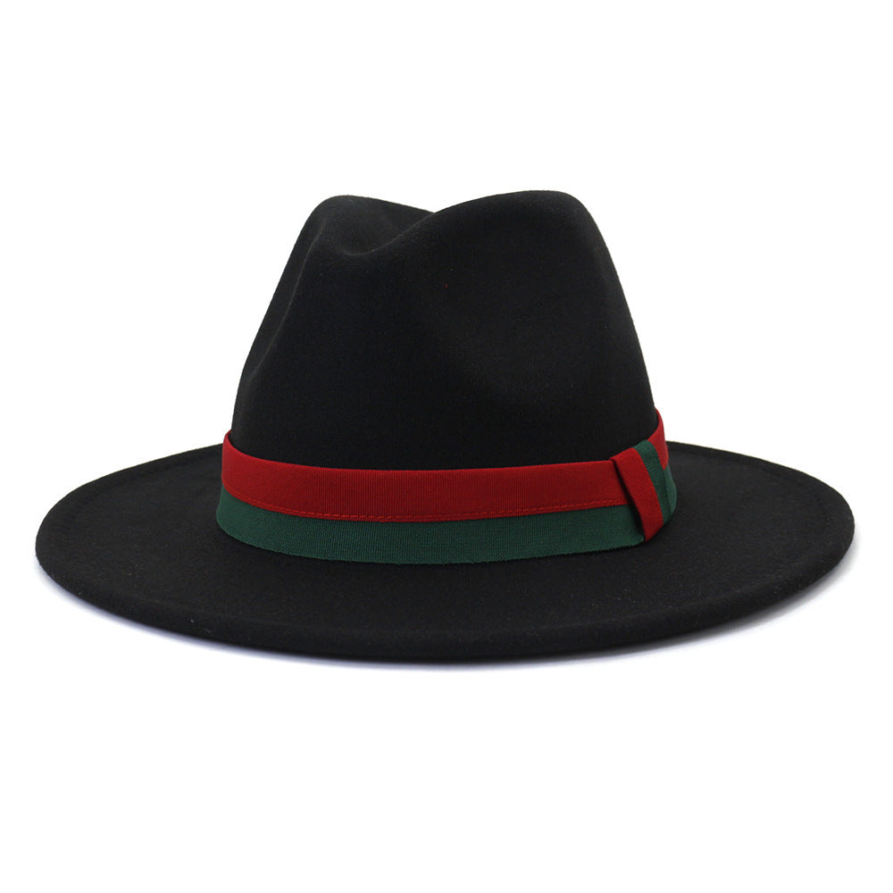 Big Brim British Style Woolen Jazz Top Hat Black 58cm GlamzKart
