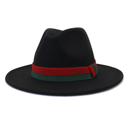 Big Brim British Style Woolen Jazz Top Hat Black 58cm GlamzKart