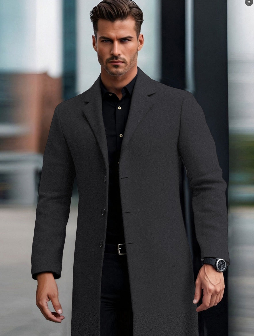 Lapel European And American Lapel Slim Coat Dark Gray GlamzKart