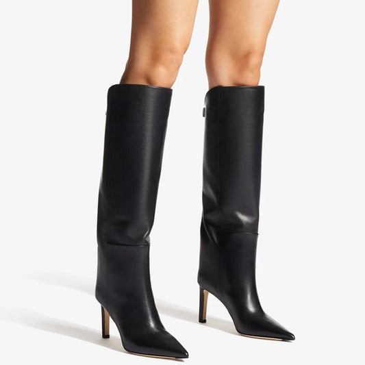 Simple European And American Style Fashion Catwalk Pointed-toe Stiletto Straight Boots GlamzKart