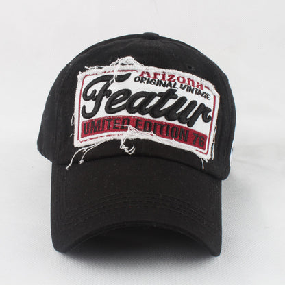 European And American Style Featur Letter Embroidered Peaked Cap Outdoor Casual Hat Black Adjustable GlamzKart