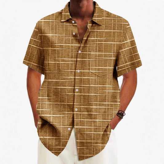 Personal Leisure Loose Men's Cardigan Button Short Sleeve Shirt Type A GlamzKart