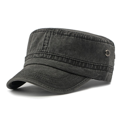 All-match Flat Top Military Cap Men And Women Black Adjustable GlamzKart