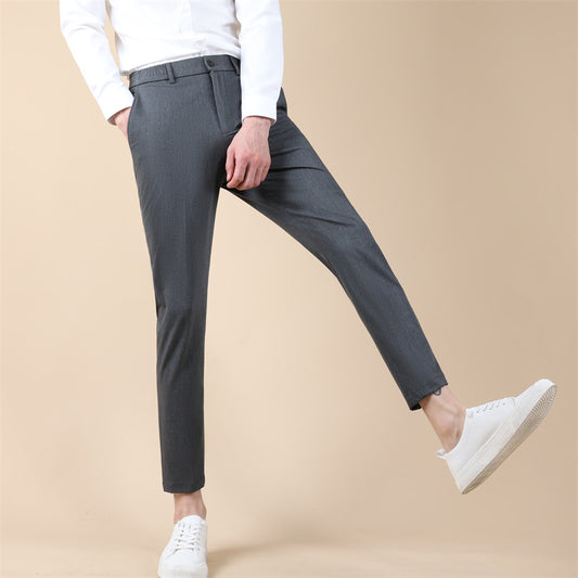 Summer Thin Cropped Men's Suit Pants Pencil Pants Solid Color Breathable GlamzKart
