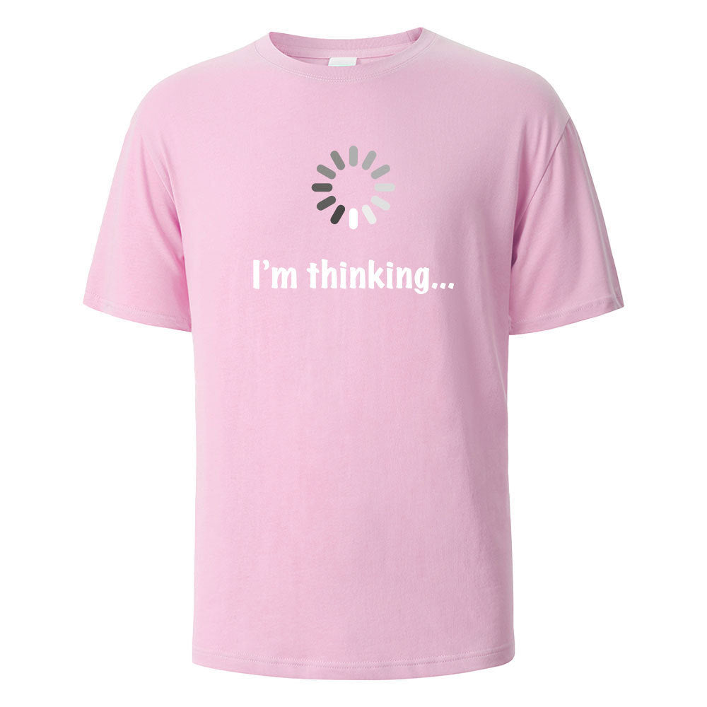 I'm Thinking About Interesting Printed T-shirt Pink GlamzKart