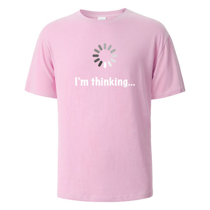 I'm Thinking About Interesting Printed T-shirt Pink GlamzKart