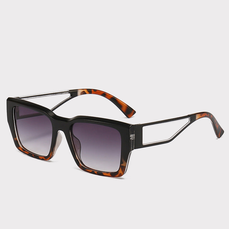 Hollow-out Design Advanced Induction Reactance UV Sunglasses Leopard Print Under Black GlamzKart