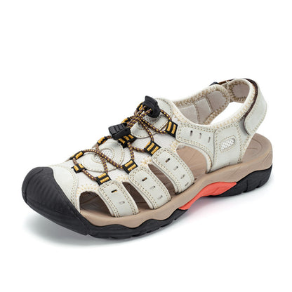 Summer Closed Toe Sandals Men's Leisure Outdoor Beige GlamzKart